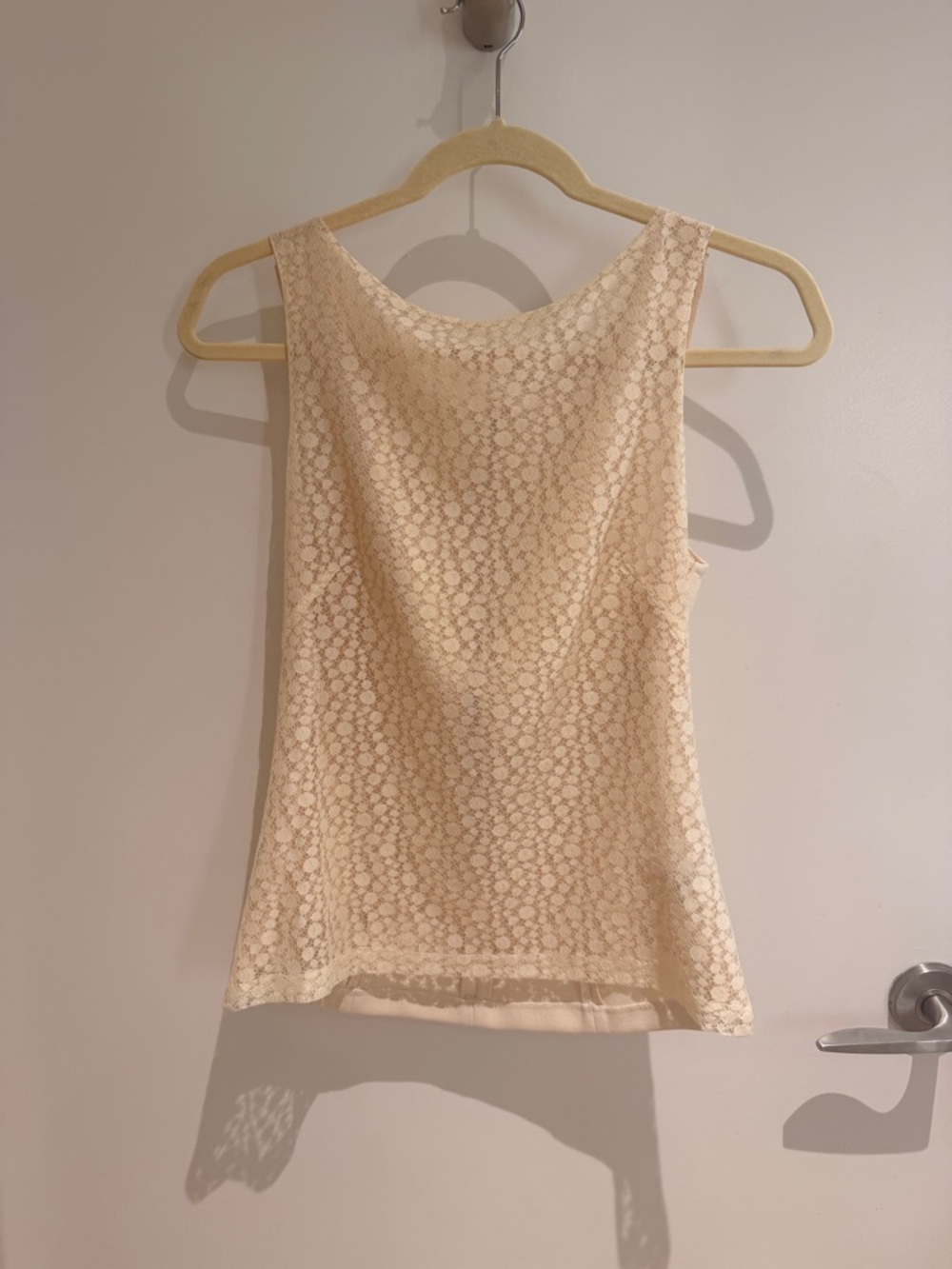 Vintage Sleeveless Lace Tank Top - Cream